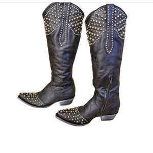 RARE Old Gringo Distressed Leather Studded Tall Cowboy Boots New Without Tags